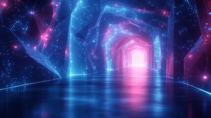 Mesh Network Abstract Digital Landscape Futuristic Technology