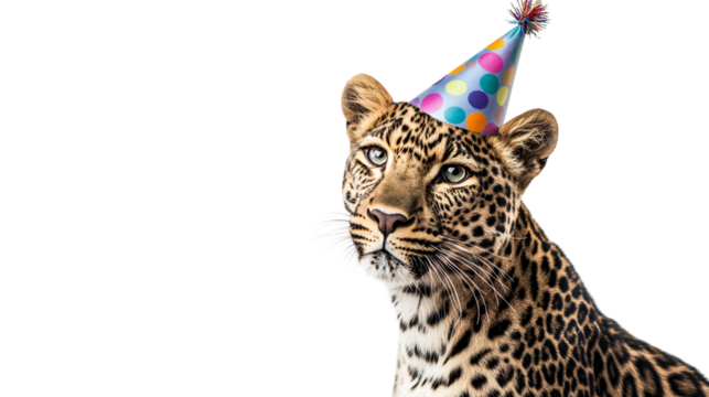 Colorful Party Leopard Isolated on White Background