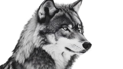 Majestic Wolf Looking Intensely Isolated on White Background