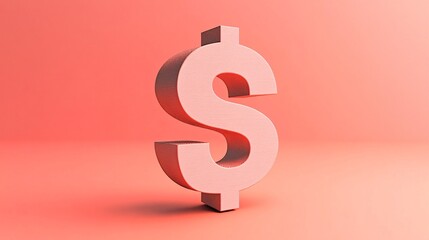 Obraz premium Large pink dollar sign standing on pink background representing american currency