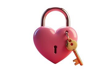 Pink heart lock gold key romance love Valentine s