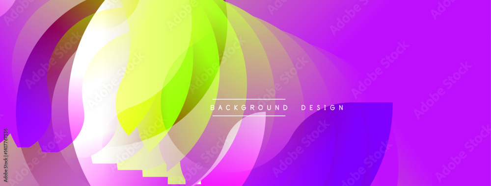 Poster Abstract vibrant layers create flowing shapes. Gradient colors blend, forming dynamic composition. Modern design suggests movement, energy, visual appeal.