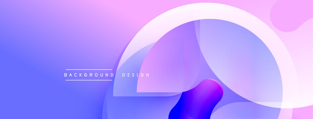 Abstract gradient background features overlapping circular shapes. Soft purple, blue hues create modern, smooth visual effect. Minimalist design suitable for digital projects.