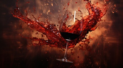 Fototapeta premium splash red wine splashing