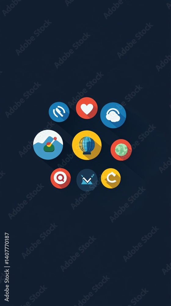 Poster Modern mobile phone applications showing connectivity and functionality
