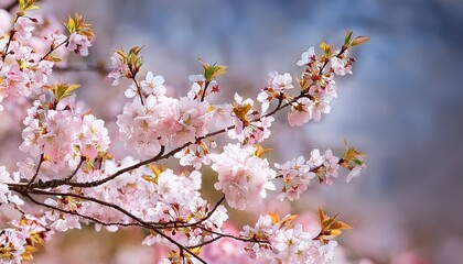 Obraz premium soft white and pink cherry blossoms on tree branches