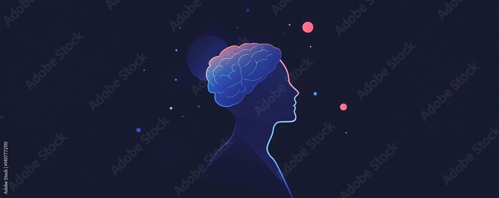 Poster Human brain power increasing with expanding universe in background