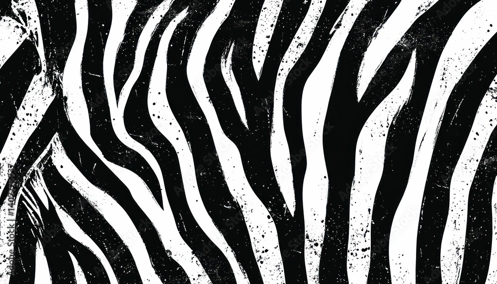 Poster monochrome zebra pattern with grunge effect creates a unique visual texture