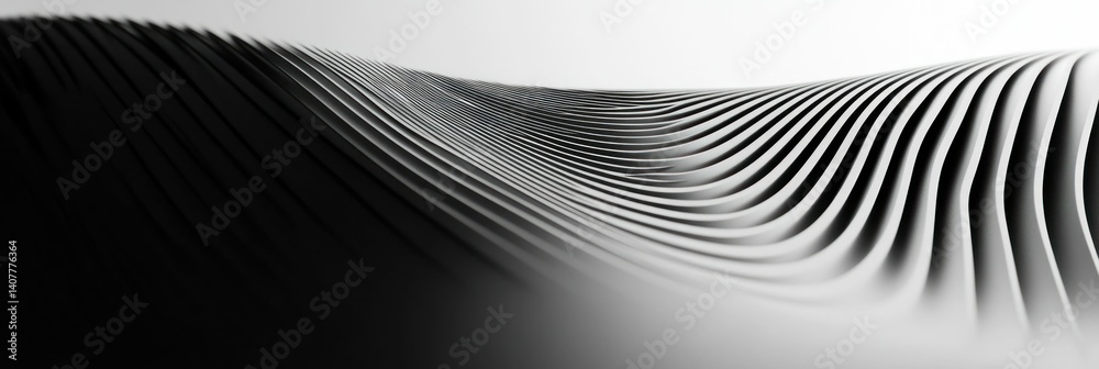 Poster Abstract monochromatic waveform pattern with gradient transition and parallel lines