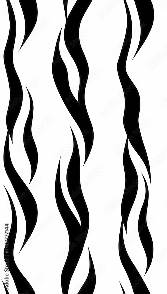 Poster Dynamic black and white undulating pattern creating an abstract fluid aesthetic
