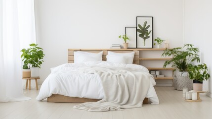 Fototapeta premium bed white plank floor