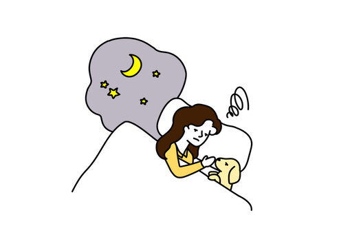 眠れない女性と犬
Women and dog can't sleep