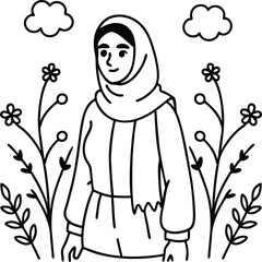 girl with flowers icon for mothers day