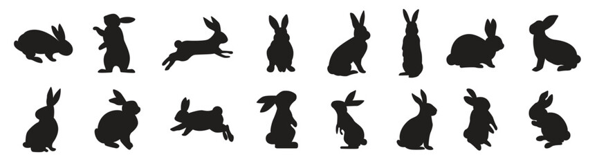 collection of rabbit silhouettes. vector illustration