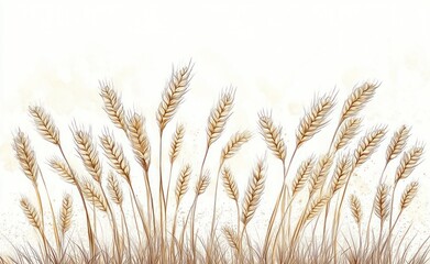 Fototapeta premium Wheat Seamless Pattern Hand Drawn Grain Illustration Rustic Background for Bakery and Food Design