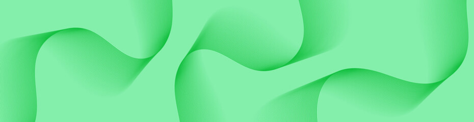Abstract background with lines and waves. Web banner size. Element for design isolated. Vector background for brochure, booklet, flyer, poster. Green gradient. Nature, eco, vegan