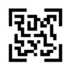 QR code icon on white, QR scanner,qr code symbol in square