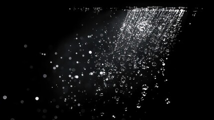 Close-up Abstract Photography of Sparkling Soda Water Bubbles Fizzing on Black Background for Refreshing Drink Menu