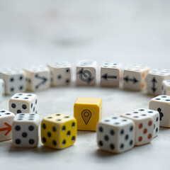 dice on a wooden table