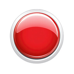 Shiny Red Push Button with Silver Bezel - Web Interface Element