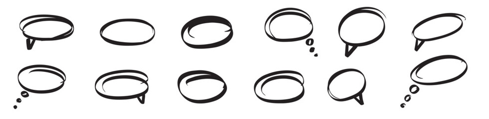 Set Speech Bubble hand drawn - Vector