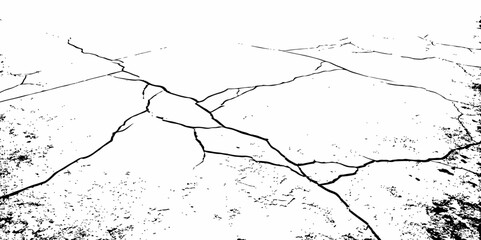  tile floor grunge black and white cracks or dust textured  white background.