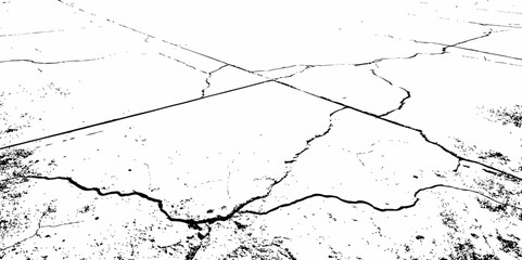  tile floor grunge black and white cracks or dust textured  white background.
