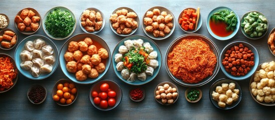 Diverse Asian Dishes Ready to Serve