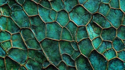 A detailed close-up view of a textured teal and gold patterned surface.