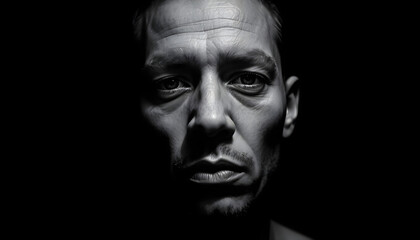 black and white photo of a man's face