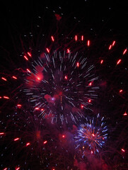 Fuegos artificiales de colores sobre fondo de noche