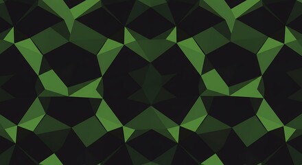 Emerald Low-Poly Geometry: Dark Green 3D Render AI Generated