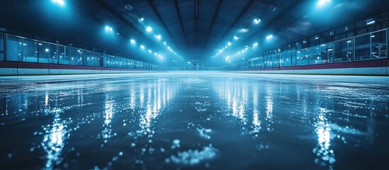Empty Ice Rink at Night, Reflections