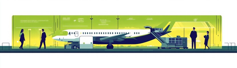 Airline Services Illustration Vector In-Flight Catering Flight Information Disembarkation