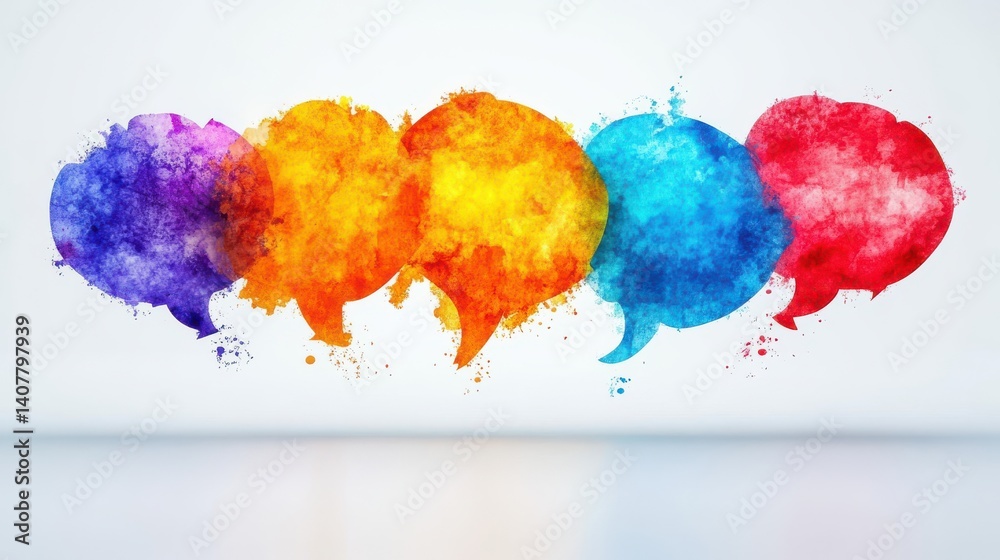 Aufkleber a collection of floating speech bubbles indicating communication and conversation