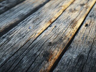 Obraz premium Textured Weathered Wooden Planks Surface with Natural Grain Detail