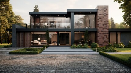 Obraz premium minimalist brick house exterior