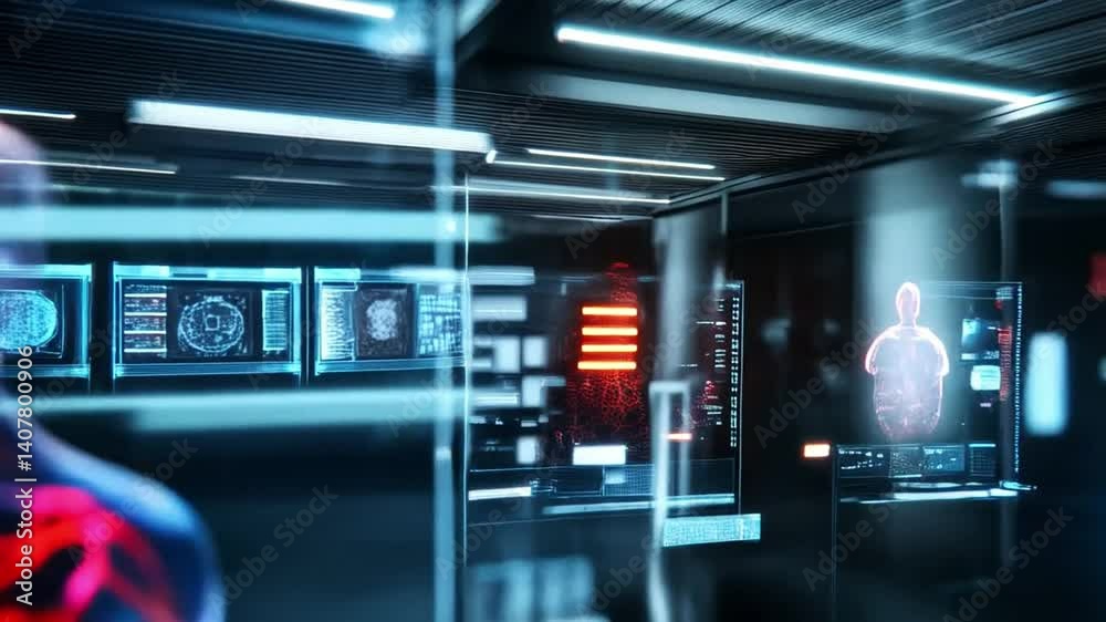 Aufkleber futuristic humanoid robots are being trained and developed in a sleek corporate lab.