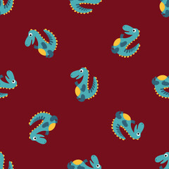 Seamless pattern dinosaur tyrannosaurus. Design for health room decoration. 
