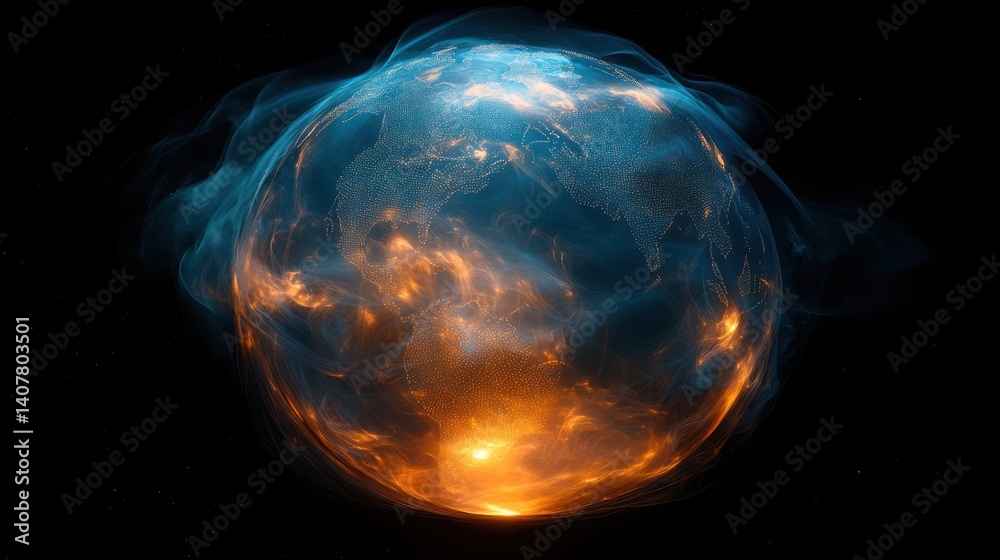 Aufkleber a digital globe with interconnected lines symbolizing global communication and technology in a modern visually appealing design,photo stock