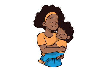 Mother and Child Embracing Illustration