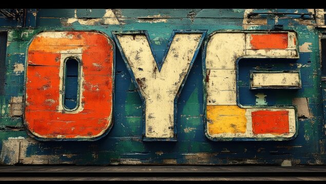 Vintage Level Up Sign Aged Distressed Wood Graphic Design Retro Typography Bold Color Banner