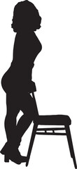 Fototapeta premium vector; silhouette side view of standing woman posing with a chair