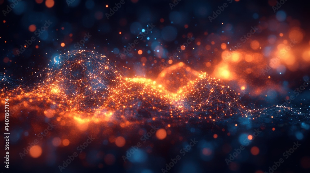 Poster a glowing network of technology nodes and lines banners posters and social media backgrounds with a modern and sophisticated look generative ai