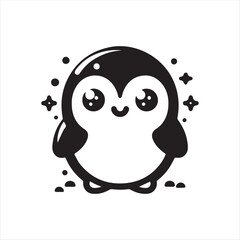 Cute Cartoon Penguin with Sparkling Eyes &ndash; Vector Mascot Design