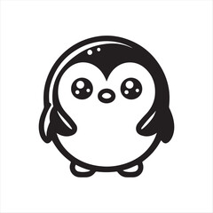 Cute Cartoon Penguin with Sparkling Eyes – Vector Mascot Design