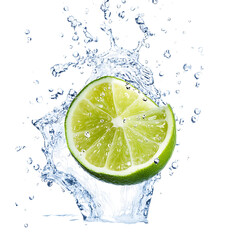 Lime stack with half slice falling png