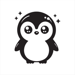 Cute Cartoon Penguin with Sparkling Eyes – Vector Mascot Design