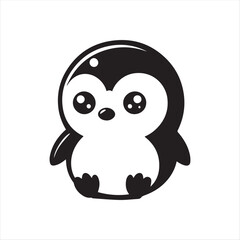 Cute Cartoon Penguin with Sparkling Eyes – Vector Mascot Design