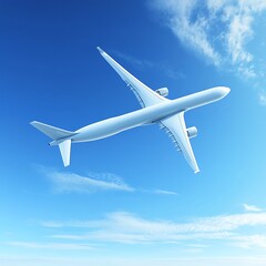 Obraz premium Airplane Soaring Blue Sky